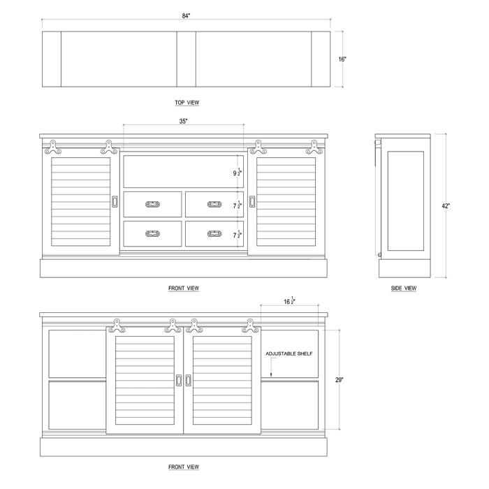Sonoma Shutter Media Cabinet 84'' - Braden's Furniture